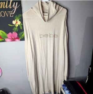 NWOT BEBE RHINESTONE TURTLENECK SWEATER DRESS 3X